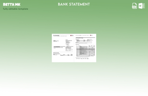 Модерен стил на САД Шаблон за страници за Word изводи од банкарска сметка од прв